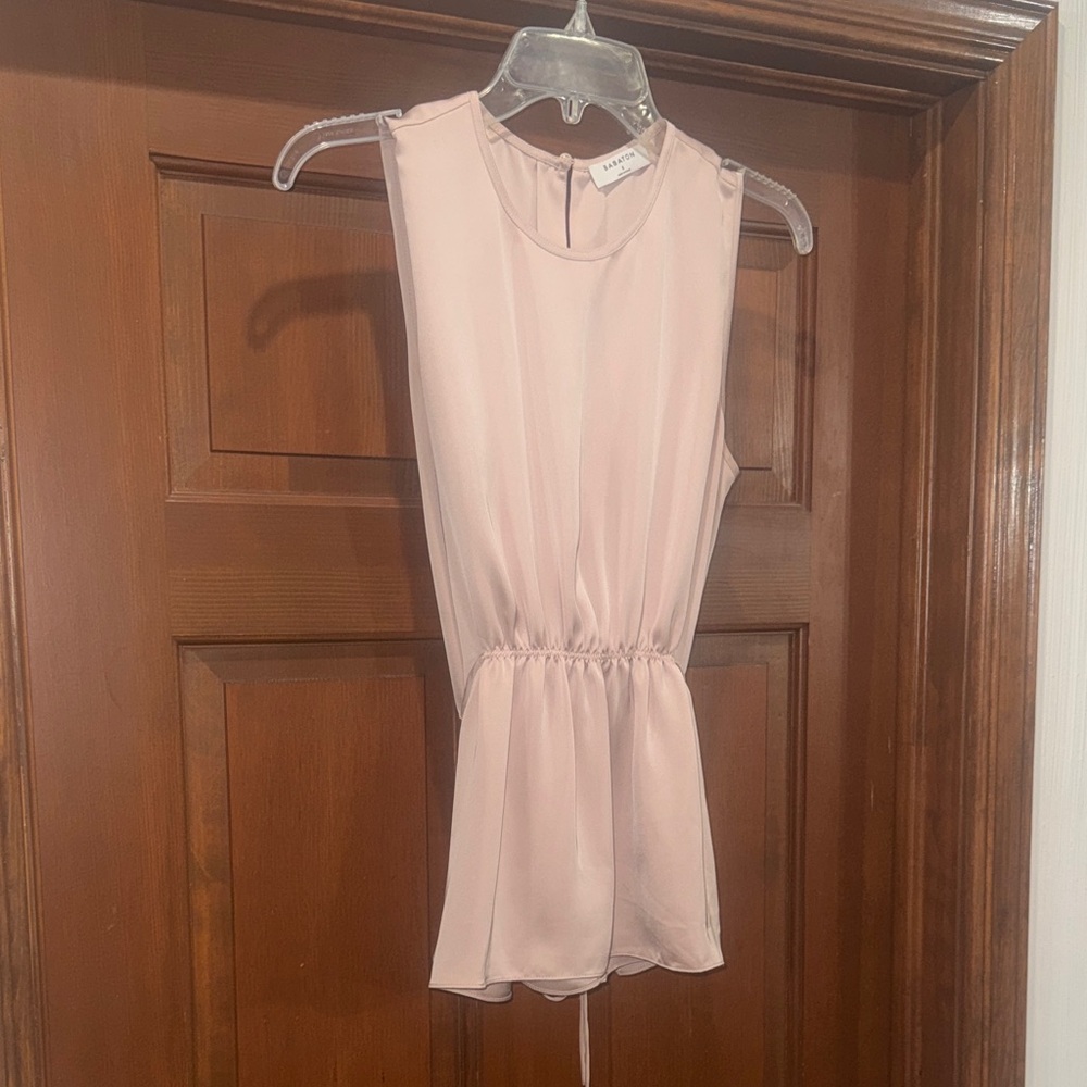 Aritzia Babaton Blush Pink Sleeveless Peplum Top